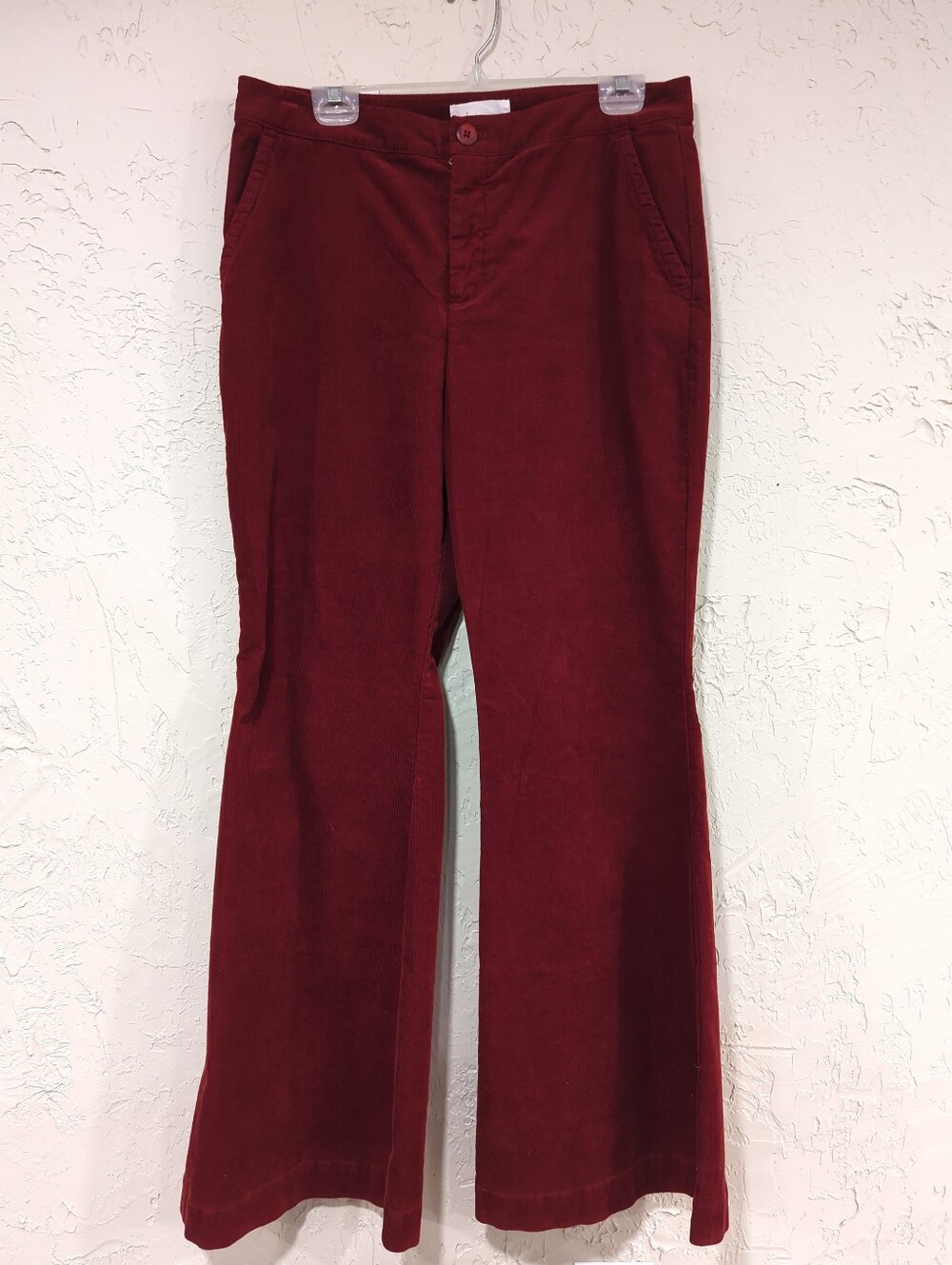 Anthropologie Burgundy Red Corduroy Flare Pants - Women's 12 Academia Fall Retro